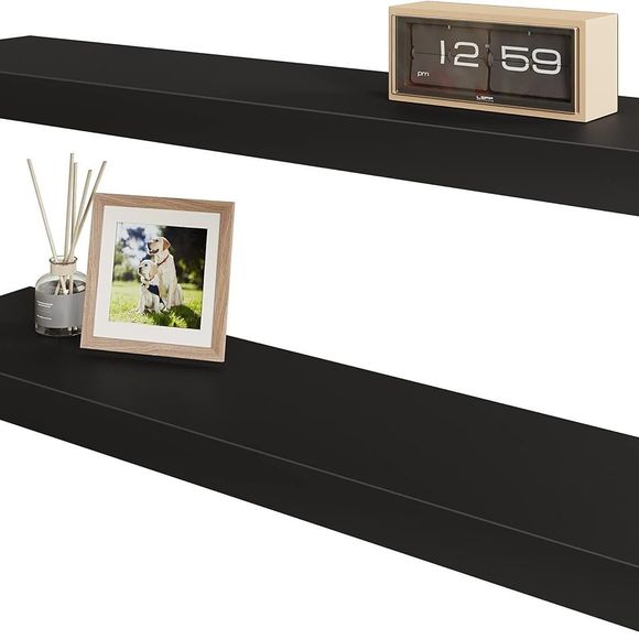Shelves Floating Wall Shelf 24"x6" Set of 2 Matte Black - Picture 6 of 8